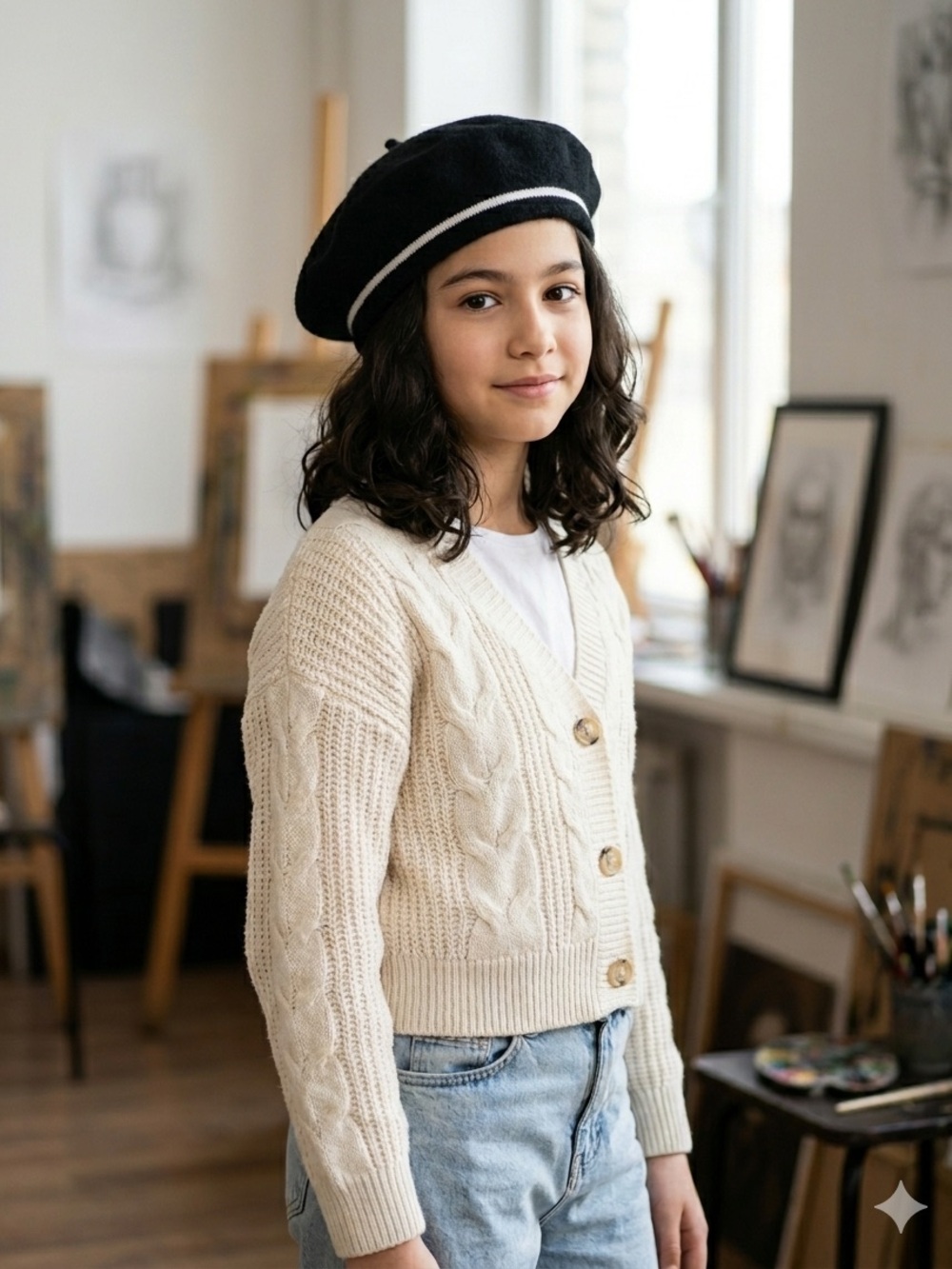 Zara Kids Black Beret Hat